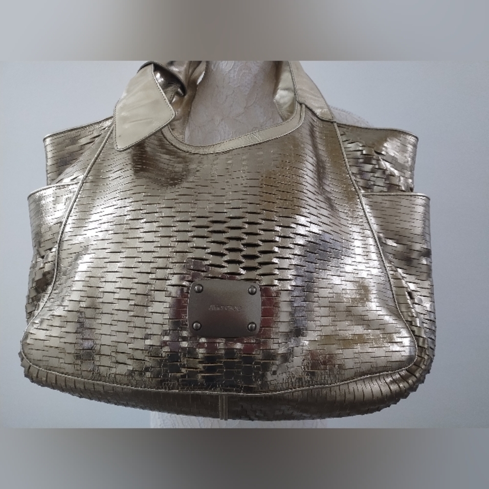 JIMMY CHOO LARGE SLASHED LEATHER  BAG